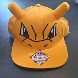 Pokemon Charizard Bioworld Snapback Hat Yellow Embroidered 3D Horns Cap OSFA